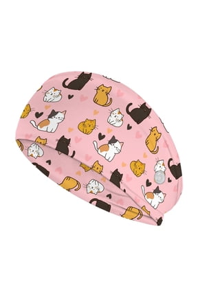 Cartoon Cat Nurse Button Headband Medical Assistant Headbands for Women Wide Nurses Headbands Non Slip Easy to Carry Headband for Nurses with Buttons for Mask