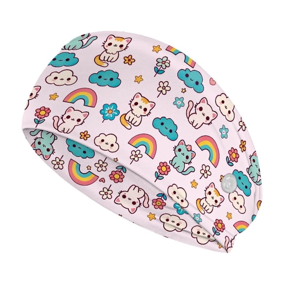 Jiueut Cartoon Cat Nurse Button Headband Medical Field Headbands for Women Wide Headbands for Girls Non Slip Easy to Carry Sports Headbands for Women Thin Nurse Headband