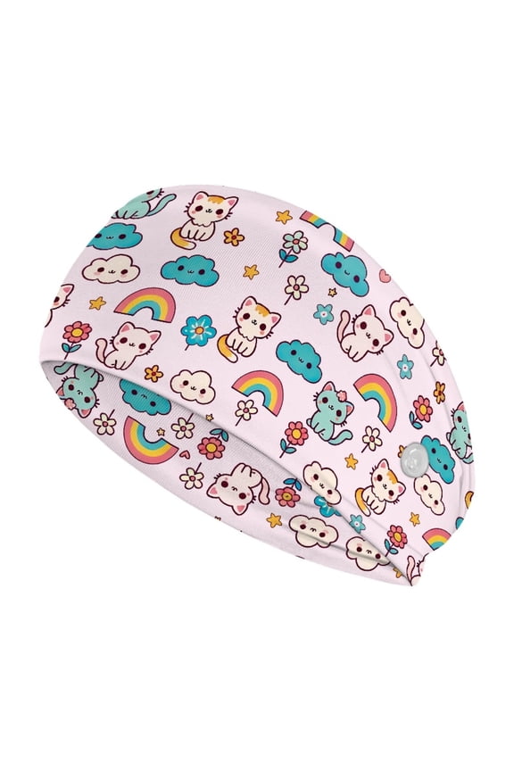 Cartoon Cat Nurse Button Headband Medical Field Headbands for Women Wide Headbands for Girls Non Slip Easy to Carry Sports Headbands for Women Thin Nurse Headband
