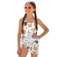 thumbnail image 1 of Jiueut Cartoon Cat Paws Print Girls' One-Piece Swimwear Cute Swimsuit for Girls Cut Out Bathing Suit with Mesh Cover Up Skirt, 1 of 7