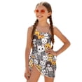 thumbnail image 1 of Jiueut Cartoon Cat Print Girls' One-Piece Swimwear Cute Swimsuit for Girls Cut Out Bathing Suit with Mesh Cover Up Skirt, 1 of 7