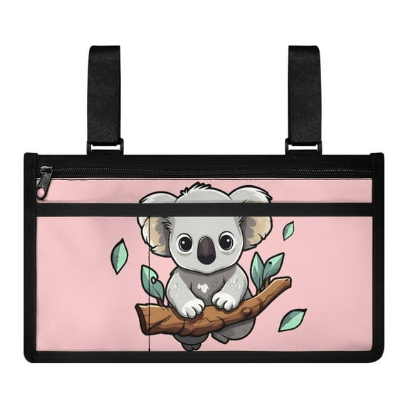 Jiueut Cartoon Koala Wheelchair Bags to Hang on Side Wheelchair Pouches with Pockets Suitable for Teenagers Removable Side Bag for Wheelchair Armrest Wheelchair Arm Bag
