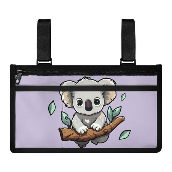 Jiueut Cartoon Koala Wheelchair Side Organizer Storage Bag Armrest Pouch Wheelchair Pouch Back Pocket for Adults Outdoor Chair Armrest Storage Organizer Hanging Bag