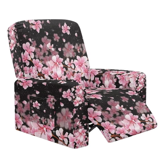 Jiueut Cherry Blossom Pattern Recliner Chair Slipcover, Stretchable Couch Cover Comfortable Reclining Chair Covers with Elastic Edges