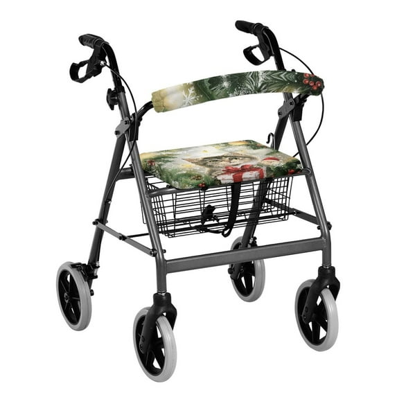 Jiueut Christmas Cat Rollator Seat Back Cover Fruit Rollator Walker Seat & Back Cover Rollator Seat Cover Pack of 2 for Seniors Using Walking Aids Rollator Seat Cover with Back