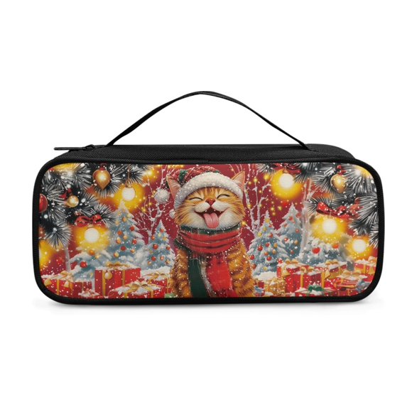 Jiueut Christmas Cat Stethoscope Storage Bag Stethoscope Case Kit for Nursing Student Storage Bags with Zipper Stethoscope Bag with Carrying Handle Stethoscope Case with Extra Room