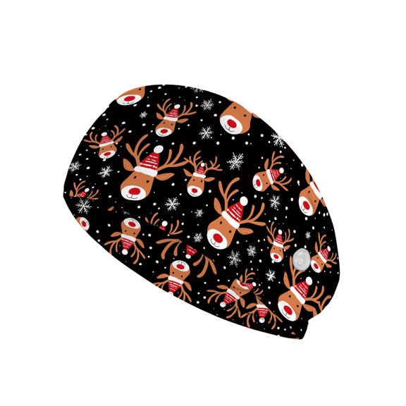 Jiueut Christmas Deer Nurse Button Headband Nurse Headbands with Buttons for Women Headbands for Nurses with Buttons for Mask Wide Headbands for Men Sport Headband Sweat