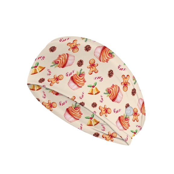 Jiueut Christmas Nurse Button Headband Gingerbread Man Nursing Headbands with Buttons for Mask Nursing Headbands for Women Non Slip Youth Headbands for Sports Boys