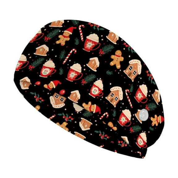 Jiueut Christmas Nurse Button Headband Gingerbread Man Nursing Headbands with Buttons for Mask Sports Headbands for Women Thin Wide Headbands for Girls Non Slip