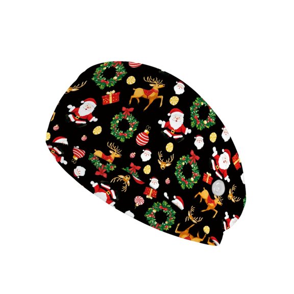 Jiueut Christmas Nurse Button Headband Santa Claus Medical Assistant Headbands for Women 2 Piece Headbands for Nurses with Buttons for Mask Wide Headbands for Girls Non Slip