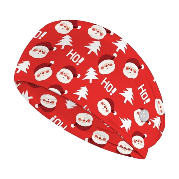 Jiueut Christmas Nurse Button Headband Santa Claus Nurse Headbands for Women with Buttons Headbands for Nurses with Buttons for Mask Wide Headbands for Girls Non Slip