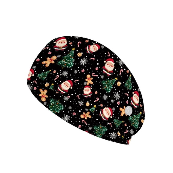 Jiueut Christmas Nurse Button Headband Santa Claus Nursing Headbands with Buttons for Mask 2 Piece Elastic Sports Headbands Thick Non-Slip Hair Bands for Women Headbands for Sports