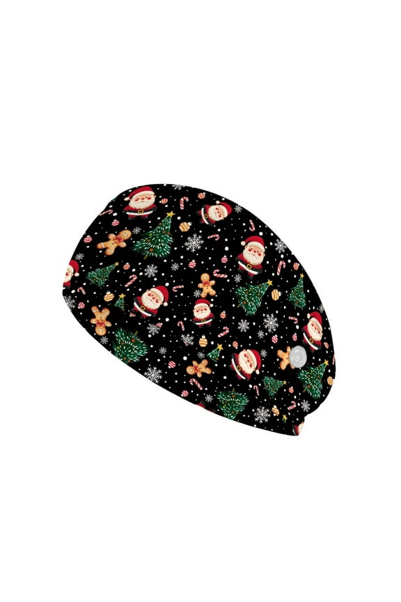 Christmas Nurse Button Headband Santa Claus Nursing Headbands with Buttons for Mask 4 Piece Elastic Sports Headbands Thick Non-Slip Hair Bands for Women Headbands for Sports