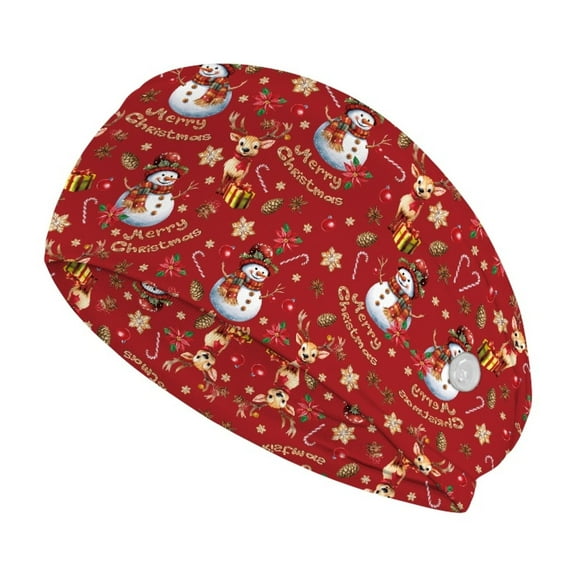 Jiueut Christmas Snowman Nurse Button Headband Nurse Headbands for Women with Buttons Headbands for Nurses with Buttons for Mask Comfortable Wide Headbands for Men