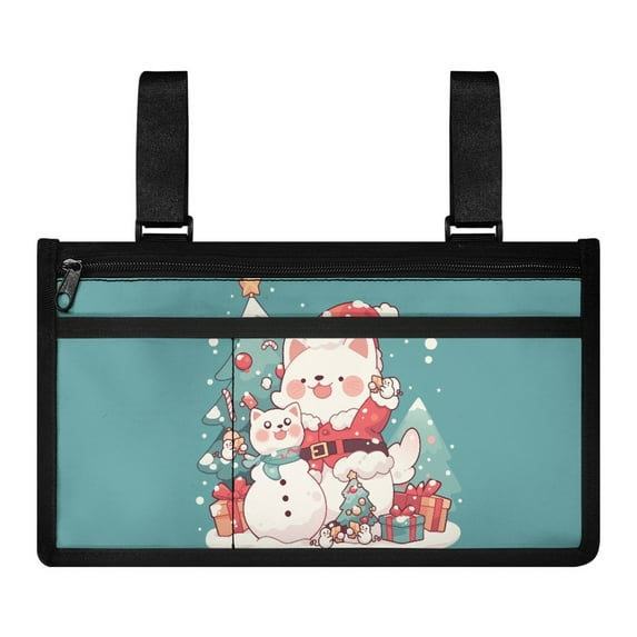 Jiueut Christmas Snowman Wheelchair Bags to Hang on Side Wheelchair Bags to Hang on Side 2 Pockets Suitable for Most People Wheelchair Side Pouches for Drinks and Glasses