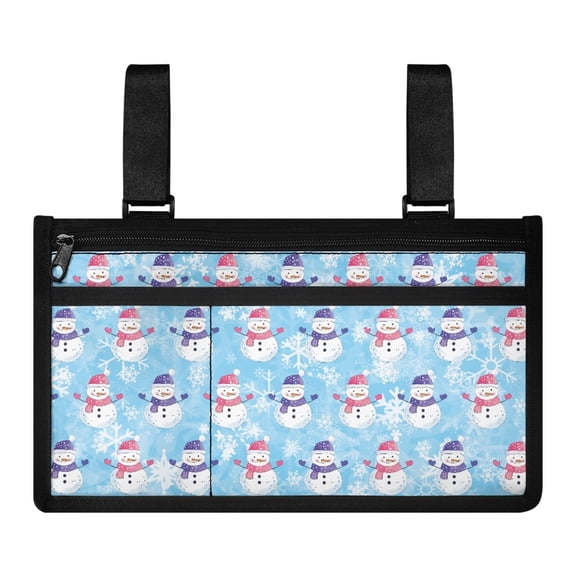 Jiueut Christmas Snowman Wheelchair Side Bags for the Armrest Power Wheelchair Pouch Side Pocket for Adults Electric Wheelchair Bags to Hang on Side Wheelchair Storage Bag