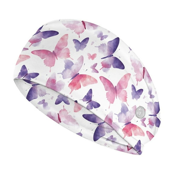 Jiueut Colorful Butterfly Nurse Button Headband Wide Nurse Headband with Buttons Medical Assistant Headbands for Women Sports Headbands for Teens Nurse Headbands Thin