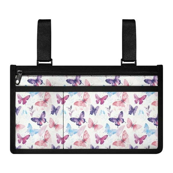 Jiueut Colorful Butterfly Wheelchair Side Bags for the Armrest Power Wheelchair Pouch Side Pocket for Women Outdoor Chair Armrest Storage Organizer Hanging Bag