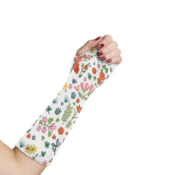 Jiueut Colorful Flower Arm Cast Cover Arm Cast Sleeve with Thumb Cover Size M Hand Cast Covers for Shower Adult Wrist Cast Cover for Shower Teens Long Full Arm Cast Protector