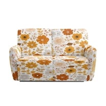 Jiueut Colorful Flower Print Recliner Couch Cover, Polyester Spandex 2 Seat Sofa Cover Breathable Reclining Loveseat Covers with Storage Pockets for Home Office Use