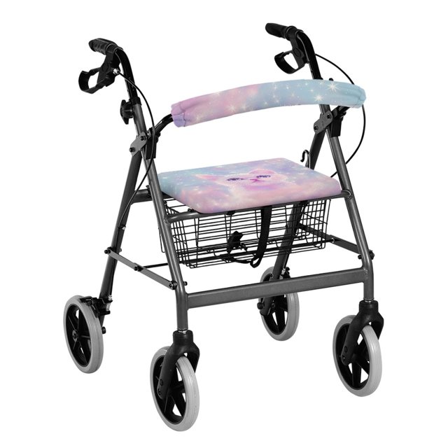 Jiueut Cute Cat Rollator Seat Walker Seat and BackRest Cover for Women 2 Piece Universal Rollator Walker Seat and Backrest Covers for Seniors Driving Aid Cover