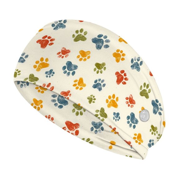 Jiueut Dog Paw Nurse Button Headband Nurse Headbands for Women with Buttons Headbands for Medical Workers Sports Headbands for Teens Wide Headbands for Girls Non Slip