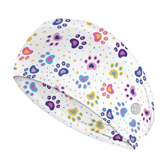 Jiueut Dog Paw Nurse Button Headband Nursing Headbands with Buttons for Mask Elastic Sports Headbands Thick Non-Slip Hair Bands for Women Sports Headband for Men