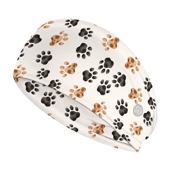 Jiueut Dog Paw Nurse Button Headband Nursing Headbands with Buttons for Mask Nurse Thin Headbands for Women Sports Headbands for Teens Wide Headbands for Girls
