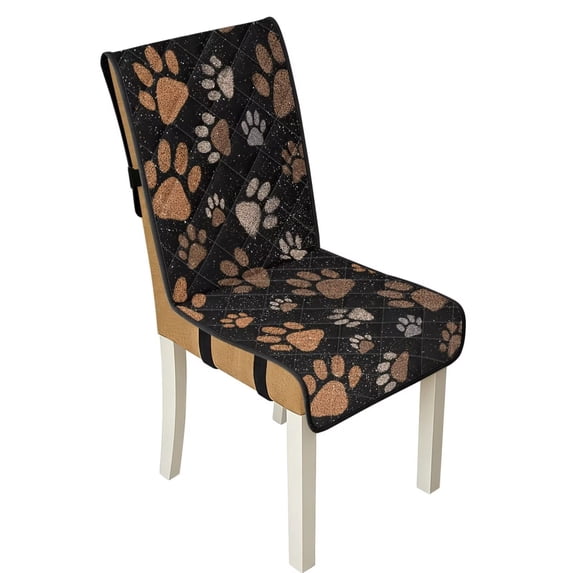 Jiueut Dog Paw Pattern Dining Chair Slipcover, Machine Washable Kitchen Parsons Chair Cover Non Slip Chairs Protector Covers with Elastic Strap for Home Kitchen, Set of 4