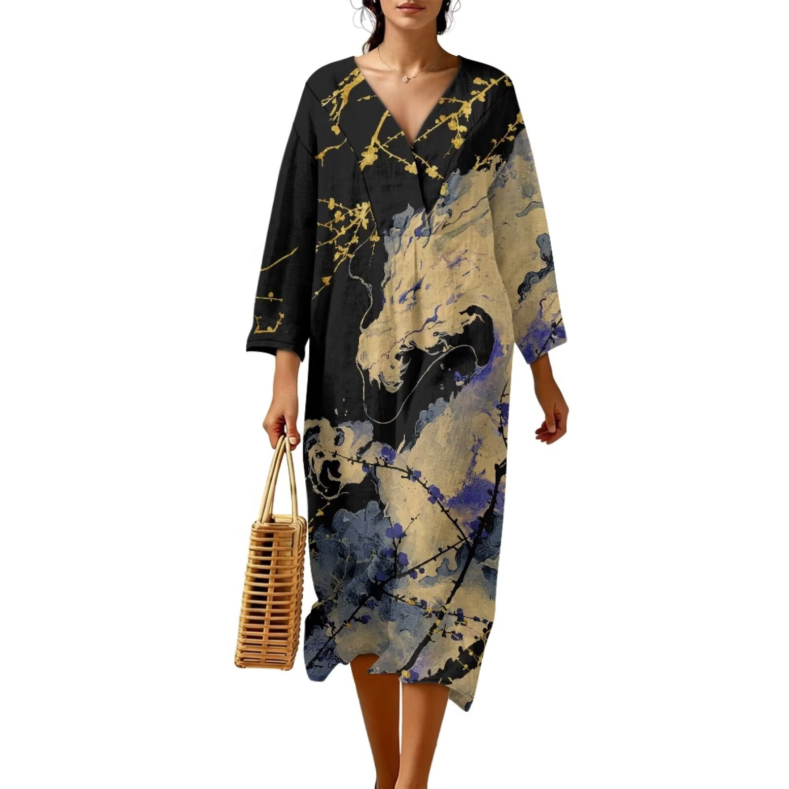 PRINTED MIDI DRESS