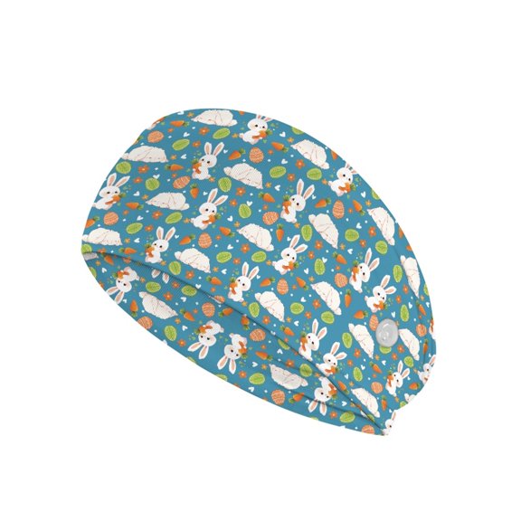 Jiueut Easter Rabbit Nurse Button Headband Nurse Headbands with Buttons for Mask Elastic Sports Headbands Thick Non-Slip Hair Bands for Women and Men Sports Headbands