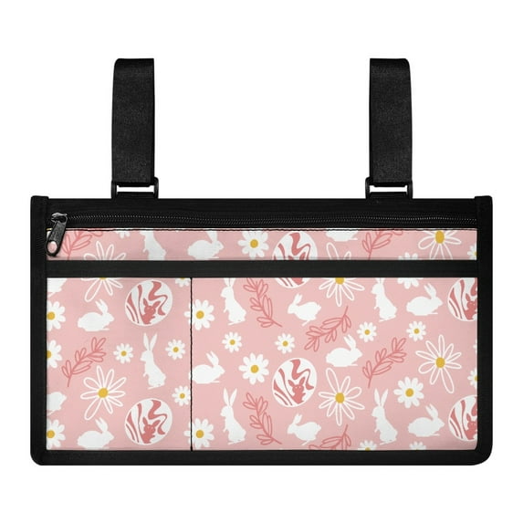 Jiueut Easter Rabbit Wheelchair Side Bags for the Armrest for Women Power Wheelchair Pouch Side Pocket Comfortable Wheelchair Side Pouches for Drinks and Glasses