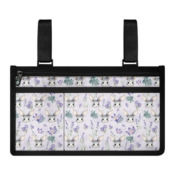 Jiueut Easter Rabbit Wheelchair Side Organizer Storage Bag Armrest Pouch Power Wheelchair Pouch Side Pocket for Women Side Arm Bag for Power Wheelchair Suitable for Most People