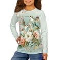 thumbnail image 1 of Jiueut Floral Hummingbird Sweatshirts for Kids Size 15-16 Years Crewneck Long Sleeve Shirts Running Tops Athletic Sportswear Pullover Sweater for Teen Girls Clothes, 1 of 7