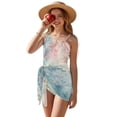 thumbnail image 1 of Jiueut Floral Leaf Print Girls Swimsuit Cut Out Swimwear with Mesh Cover Up One Piece Swimsuits with Adjustable Strap Bathing Suit Swimwear 7-8Y, 1 of 7