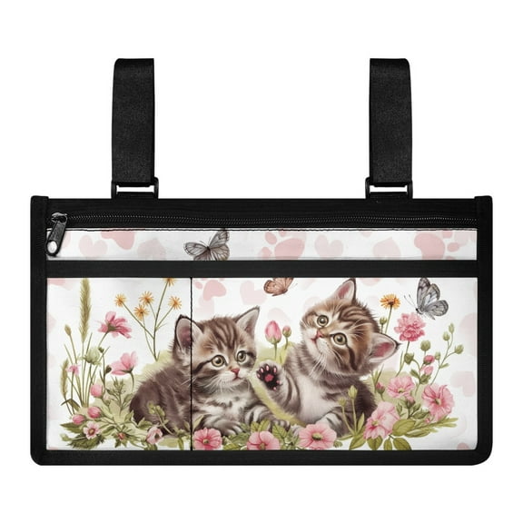Jiueut Flower Cat Wheelchair Bags to Hang on Side Power Wheelchair Side Bag Armrest Pouch for Adults Wheelchair Accessories Bags under Chairs Wheelchair Pouch Side Pocket
