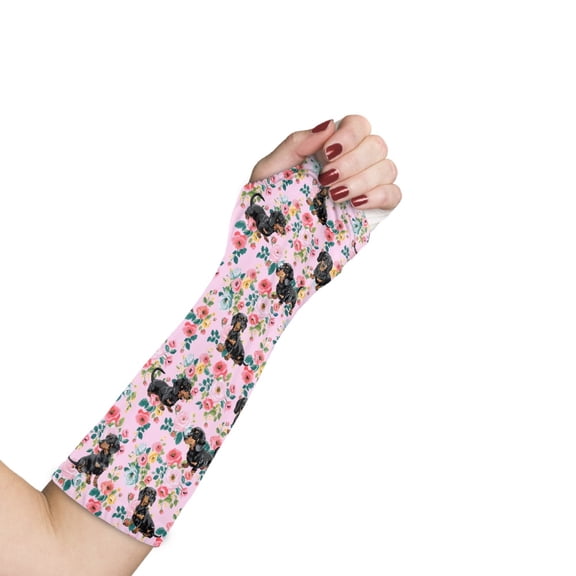 Jiueut Flower Dachshund Arm Cast Cover Decorative Arm Plaster Cover with A Thumb Hole Size S Arm Cast Protector for Shower Kids Waterproof Arm Cast Cover for Shower