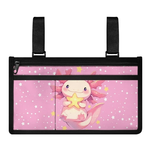 Jiueut Galaxy Axolotl Wheelchair Side Bags for the Armrest Wheelchair Pouches with Pockets for Adults Electric Wheelchair Bags to Hang on Side Street and Park Wheelchair Side Bag