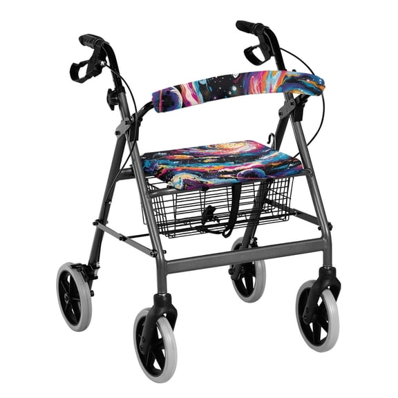 Jiueut Galaxy Planet Medical Rollator Walker Seat & Back Cat Covers for Seniors 2 Piece Rollator Walker Accessories Seat Cushion for Men Walker Seat Cushion Cover