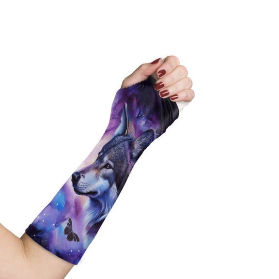 Jiueut Galaxy Wolf Arm Cast Cover Arm Cast Covers for Shower Adult Size L Decorative Arm Cast Cover with A Thumb Hole Wrist Cast Cover for Shower for Men Hand Cast Cover