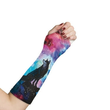 Jiueut Galaxy Wolf Arm Cast Cover Arm Cast Covers for Shower Adult Size S Washable Cast and Bandage Protector Decorative Arm Plaster Cover with A Thumb Hole