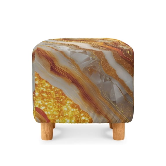 Jiueut Green Golden Marble Pattern Ottoman Slipcover, Removable Footstool Decoration Non Slip Rectangular Furniture Protection for Footrest Sofa