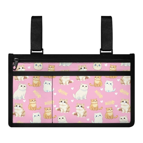 Jiueut Heart Cat Wheelchair Armrest Side Hanging Storage Bag Wheelchair Bags to Hang on Side Wheelchair Side Bags for The Armrest Wheelchair Carrier Bag & Case for Adults