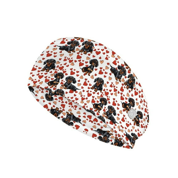 Jiueut Heart Dachshund Nurse Button Headband Nursing Headbands with Buttons for Mask Stretchy Headband for Running Cycling Football Basketball Yoga Workout Headbands for Sports