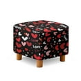 thumbnail image 1 of Jiueut Heart Love Print Ottoman Slipcover, Folding Square Footstool Cushion with Non Slip Bottom Thick Furniture Protection Universal Fit for Most Footrest Sofa Valentine's Day Decor, 1 of 6