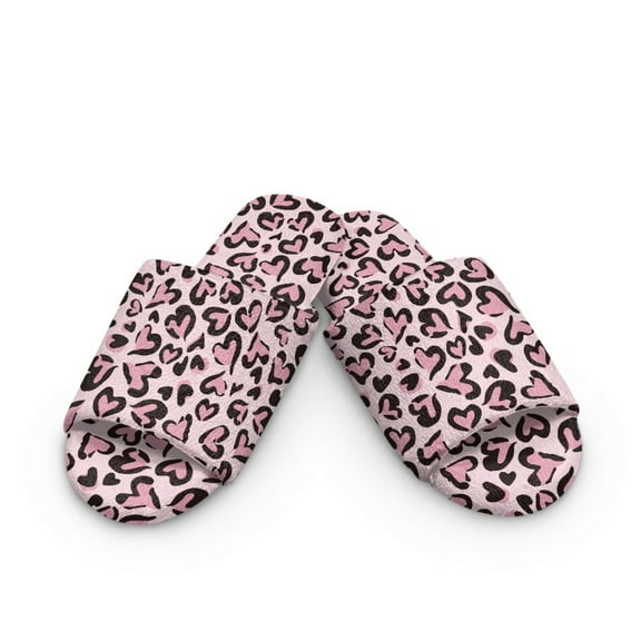 Jiueut Heart Pattern Slipper for Women, Cozy Lightweight Bedroom Shoes with Flannel Lining Soft Breathable Home Slipper for Indoor Outdoor