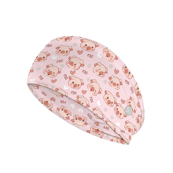 Jiueut Heart Pig Nurse Button Headband Nurse Headbands for Women with Buttons 2 Piece Sports Headbands for Teens Women's Workout Headbands Non Slip Sport Sweatbands Yoga Hairbands