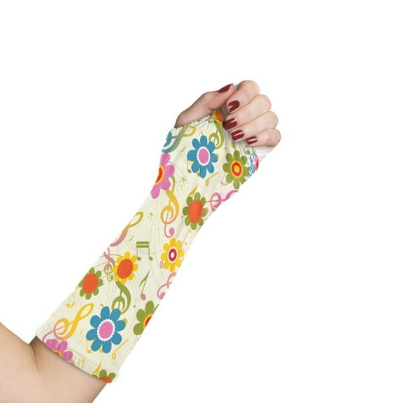 Jiueut Hippie Flower Arm Cast Cover Arm Cast Sleeve with Thumb Cover Hand Cast Covers for Shower Adult Size M Washable Cast and Bandage Protector Wrist Cast Cover for Shower