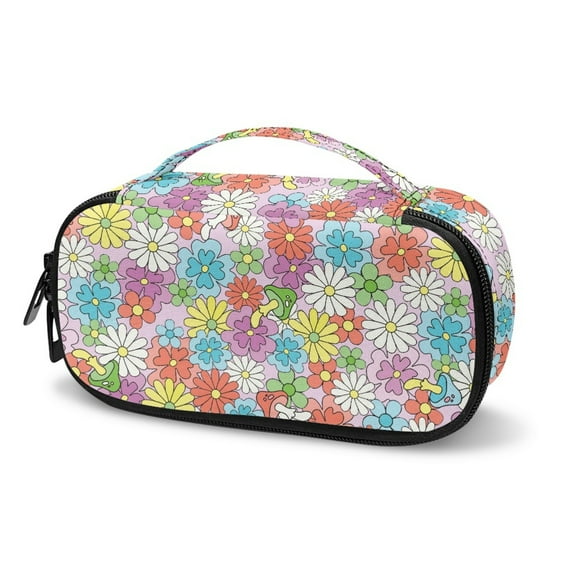 Jiueut Hippie Flower Insulin Storage Bag Insulin Refrigeration Storage Bag Insulin Bags for Women Storage Zipper Bags for Organizing Diabetic Supply Bag with Mesh Pocket