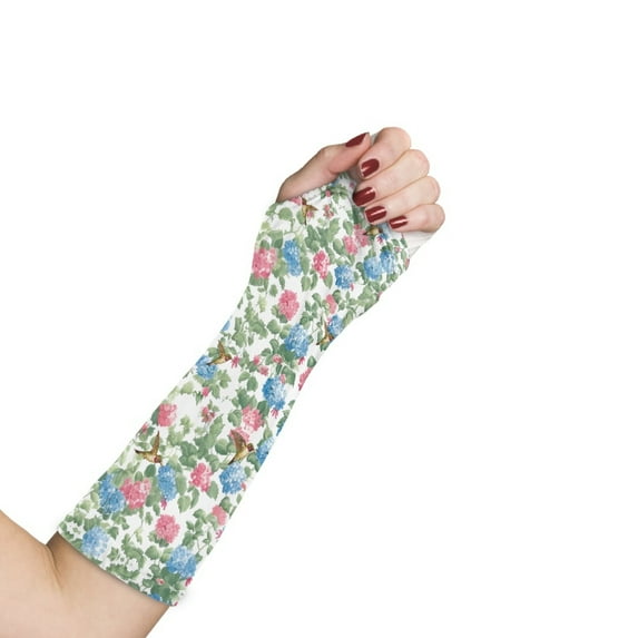 Jiueut Hummingbird Arm Cast Cover Flower Arm Wrist Elbow Protection Cover Size L Wrist Cast Cover for Shower Washable Cast and Bandage Protector Decorative Arm Cast Cover